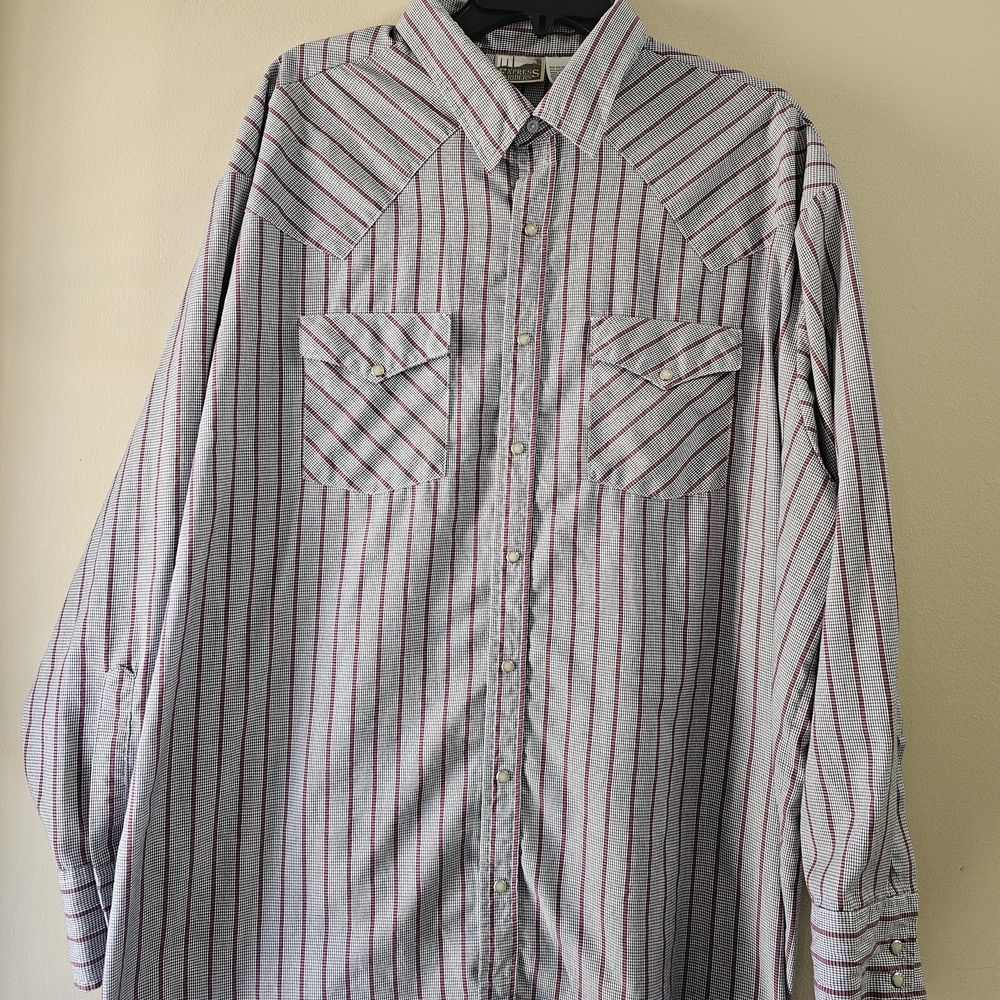​Vintage Express Riders Pearl Snap Shirt Men’s 2XL Striped Western Made in USA